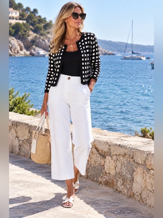 Ann Taylor Pants - ANN TAYLOR WHITE Petite KATE WIDE LEG CROP PANTS 6P